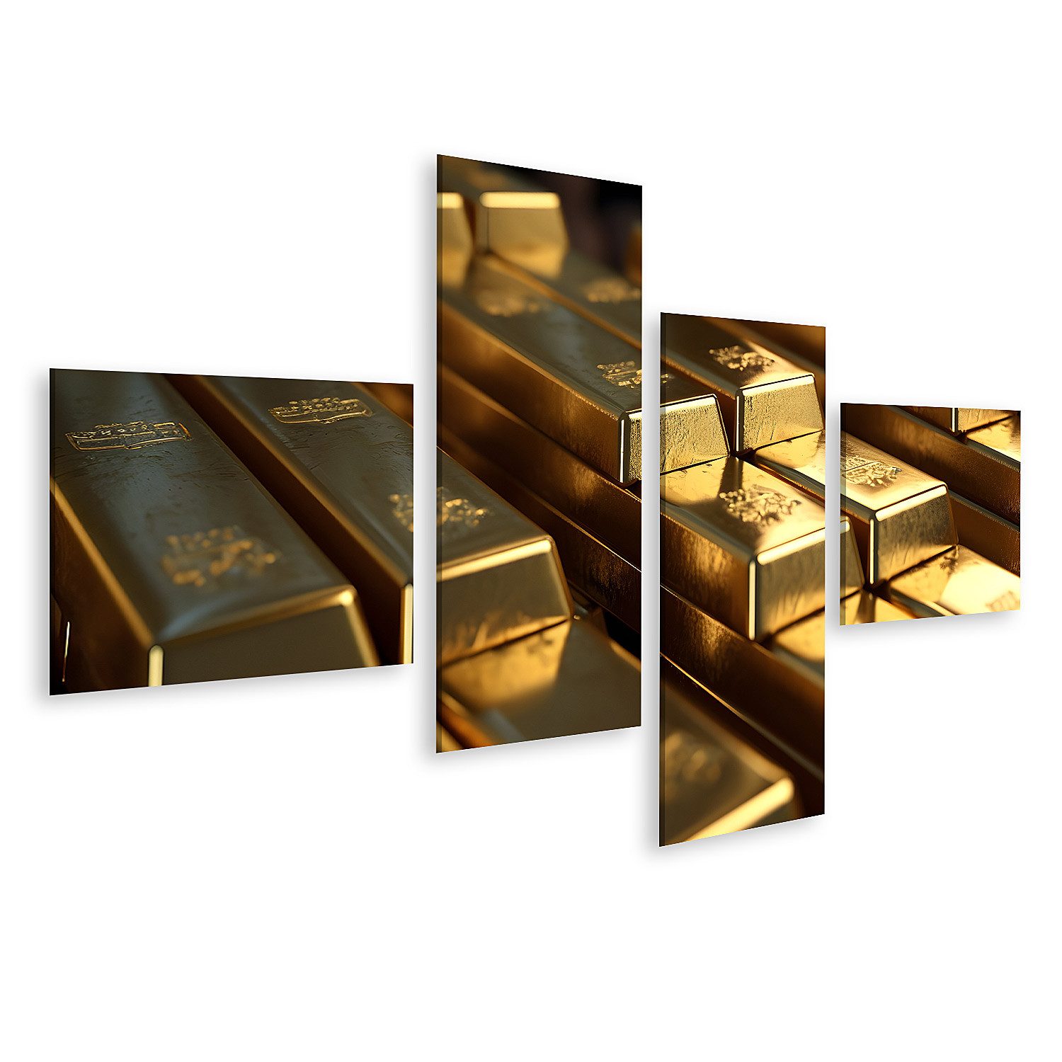 islandburner Leinwandbild Goldbarren Sammlung Reichtum Hintergrund Glanz und Luxus Wandbild