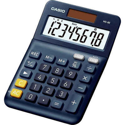 CASIO Taschenrechner Tischrechner 8-stellig, marine, Angewinkeltes Display, Währungsumrechnung