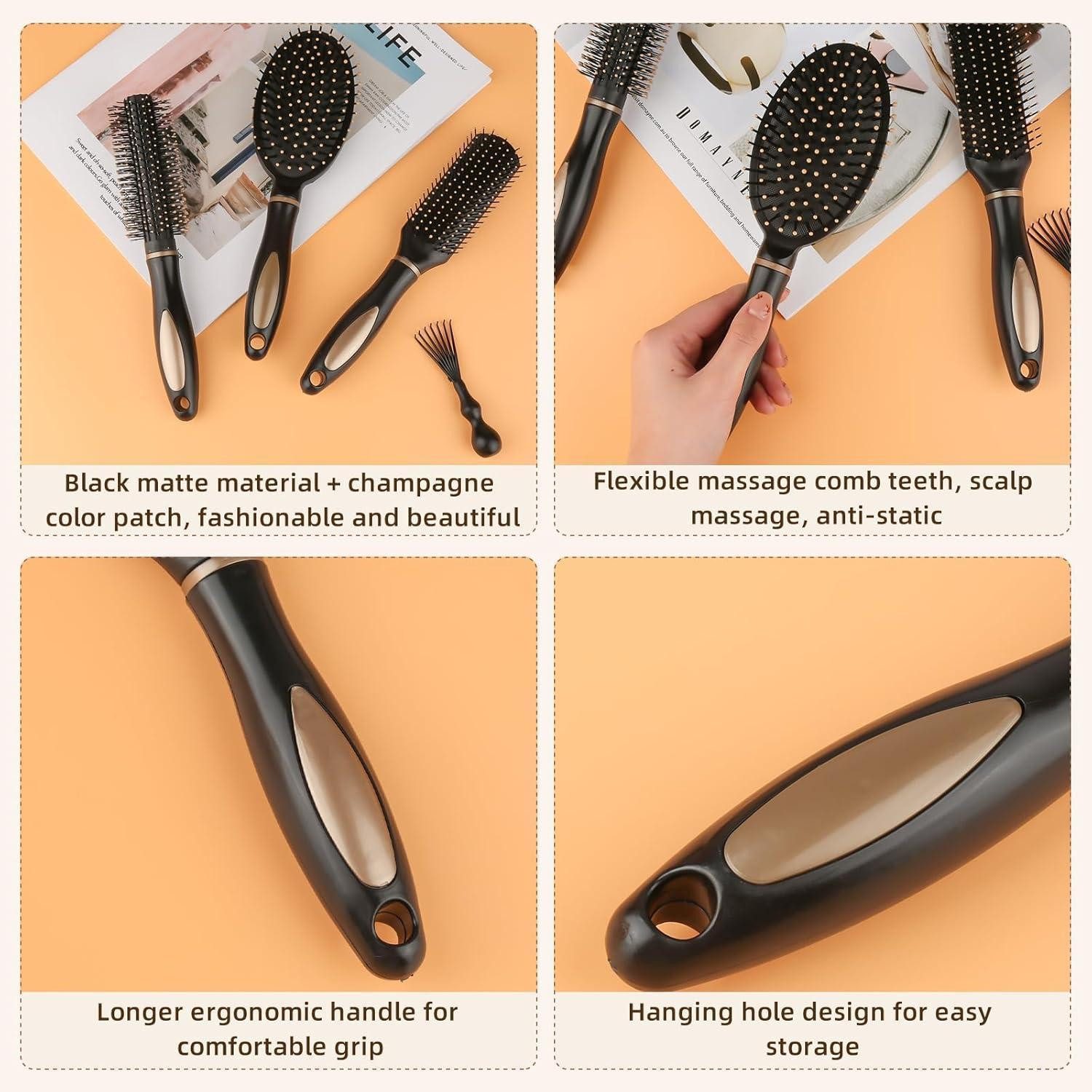 LuxusKollektion Haarbürsten-Set Haarbürste Set Antistatisch Massage Männer Hairbrushes