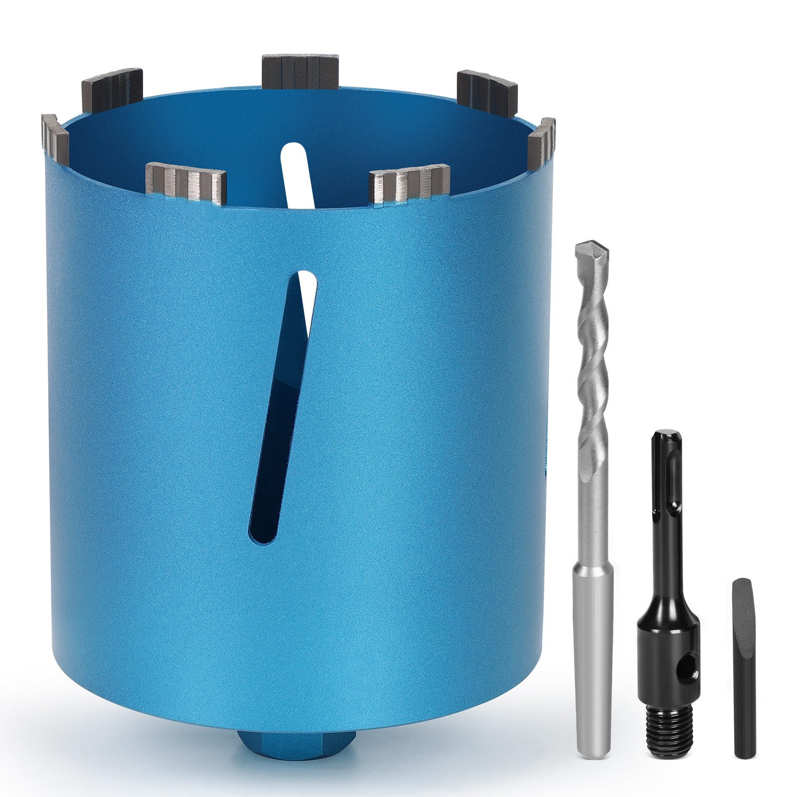 XERSEK Kernbohrer M22 Diamantbohrkrone Nass Trocken Bohrkrone 150mm mit SDS plus, Ø 150 mm, L 200 mm, Segmenthöhe 10mm, Nassbohrkrone Trockenbohrkrone Dosenbohrer Kernbohrkrone für Beton