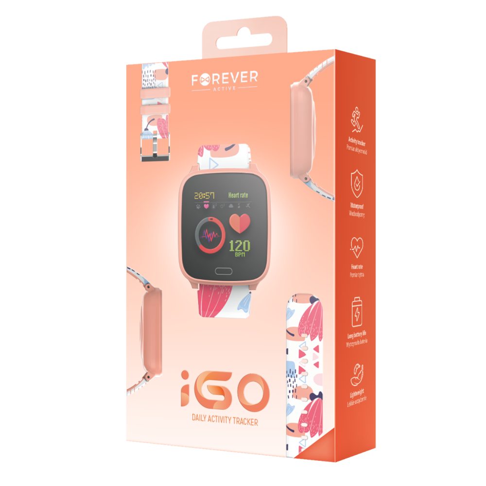 Forever Forever GO JW-100 Armbanduhr Orange Smartwatch Zeit, Smartwatch Kinder Schritt, Datum