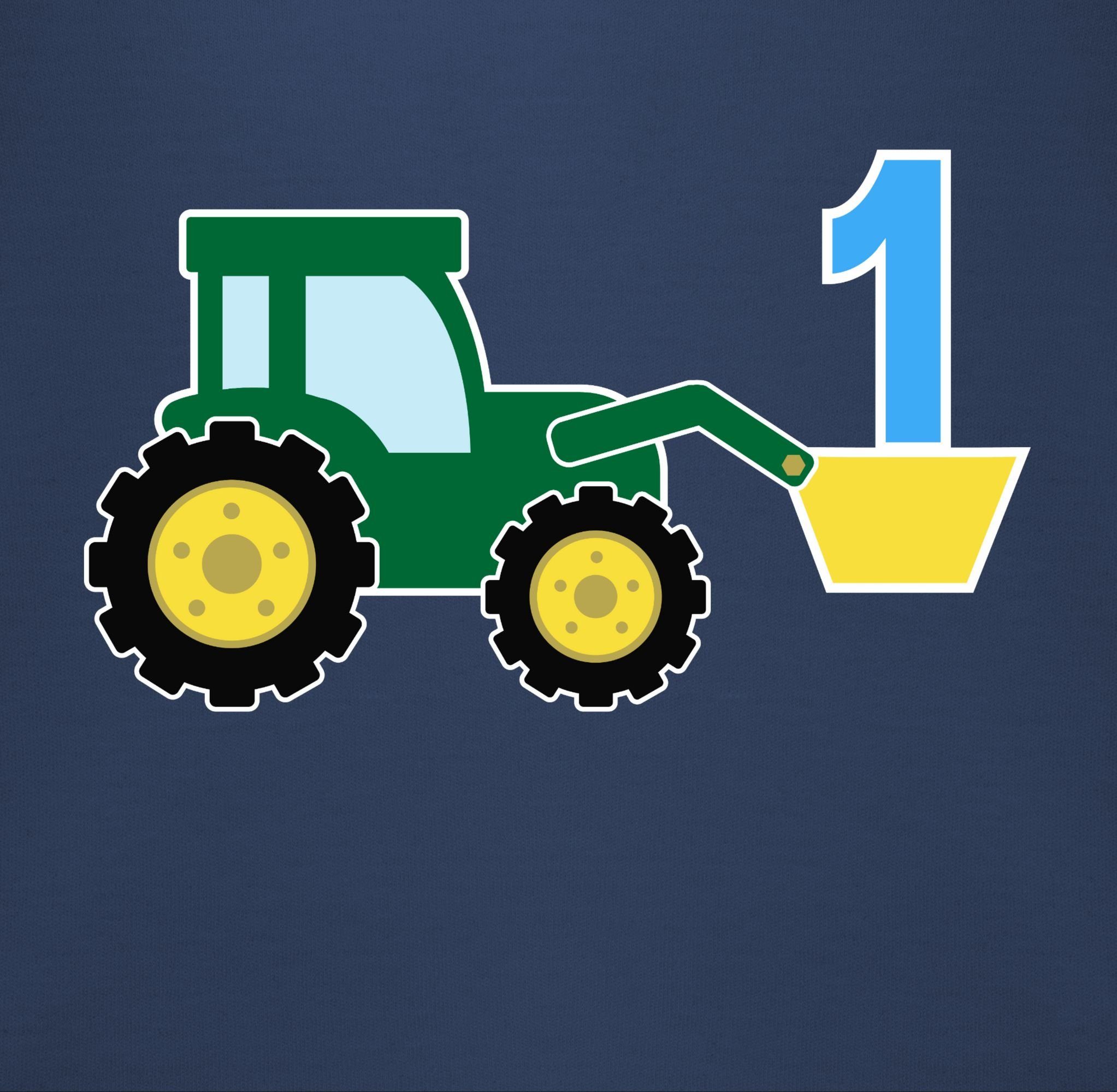 Ernster 1. Blau 1 Sweatshirt Traktor Geburtstag Shirtracer Navy