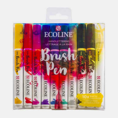 Talens Aquarellstifte Ecoline Brush Pen Handlettering-Set, 10 Farben, (10-tlg)