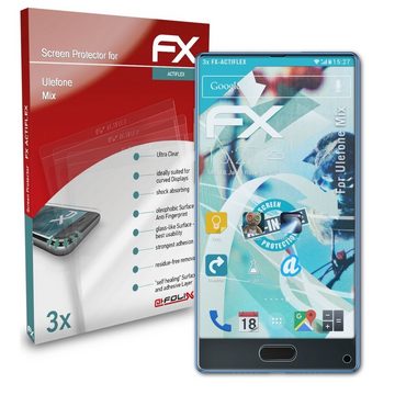 atFoliX Schutzfolie Displayschutzfolie für Ulefone Mix, (3 Folien), Ultraklar und flexibel