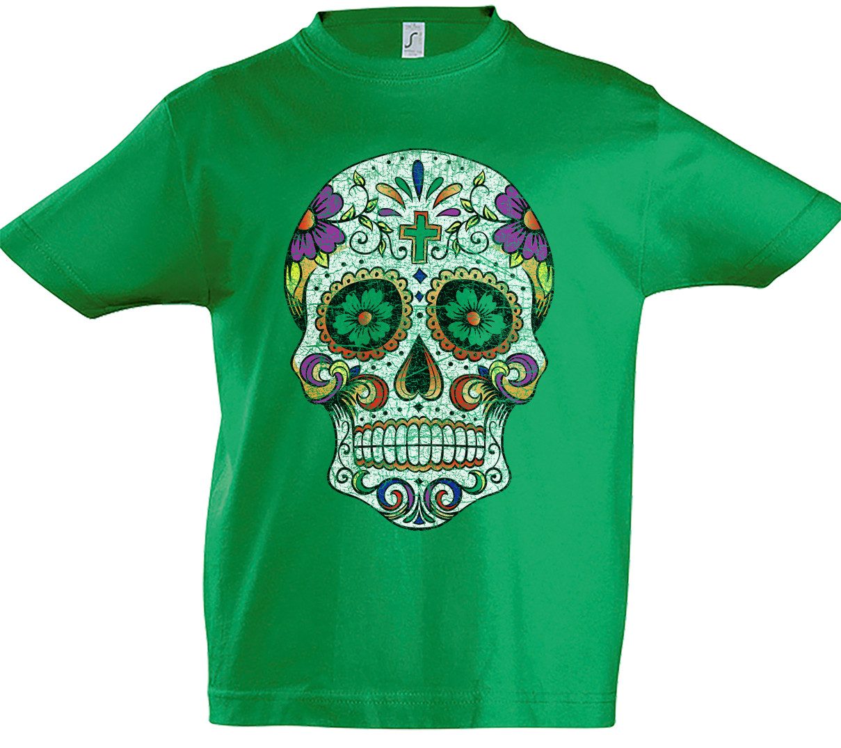 Print-Shirt Mexican Skull III Kinder T-Shirt Schädel Totenschädel Totenkopf Mexiko