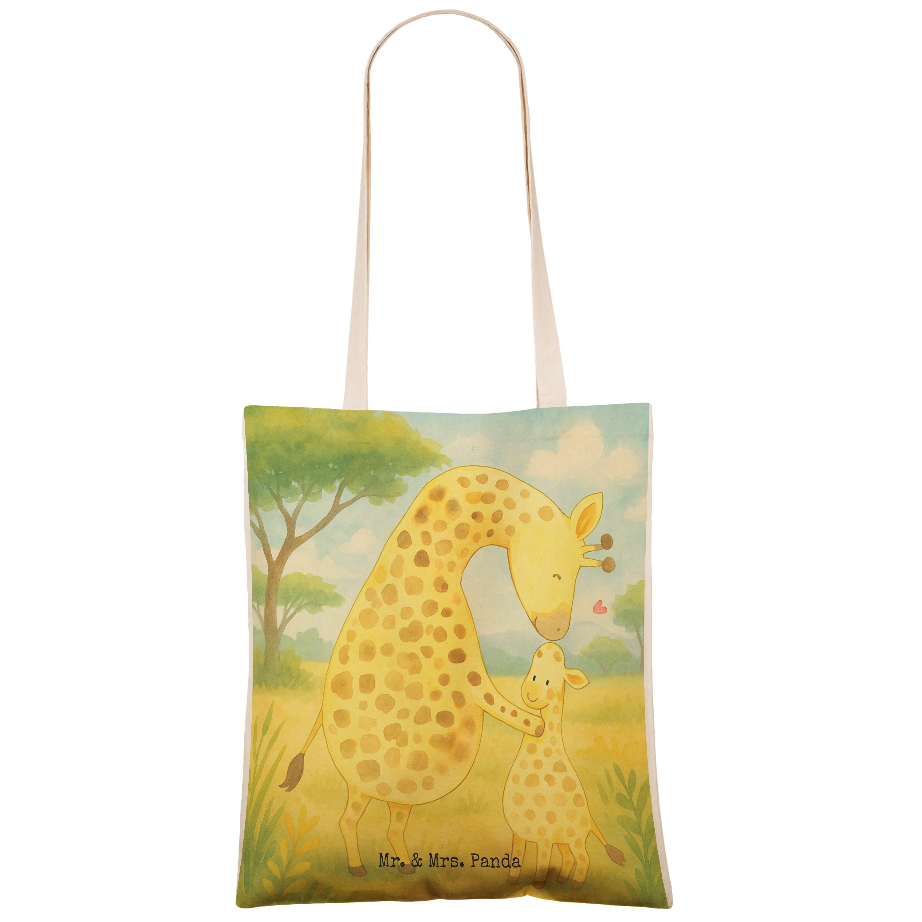 Mr. & Mrs. Panda Tragetasche Giraffe Kind Design, shopping bag, Weiß, Einkaufstasche, Beuteltasche (Packung), Tragetasche Mit Spruch Beuteltasche Kind