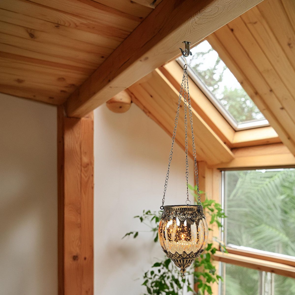 matches21 HOME & HOBBY Bilderrahmen Vintage Kerzenglas zum Hängen Windlicht Laterne, gold in 16 cm, Moderner Glas Kerzenhalter als Wohnzimmer Balkon Hochzeit Hä – Bild 5 von 5