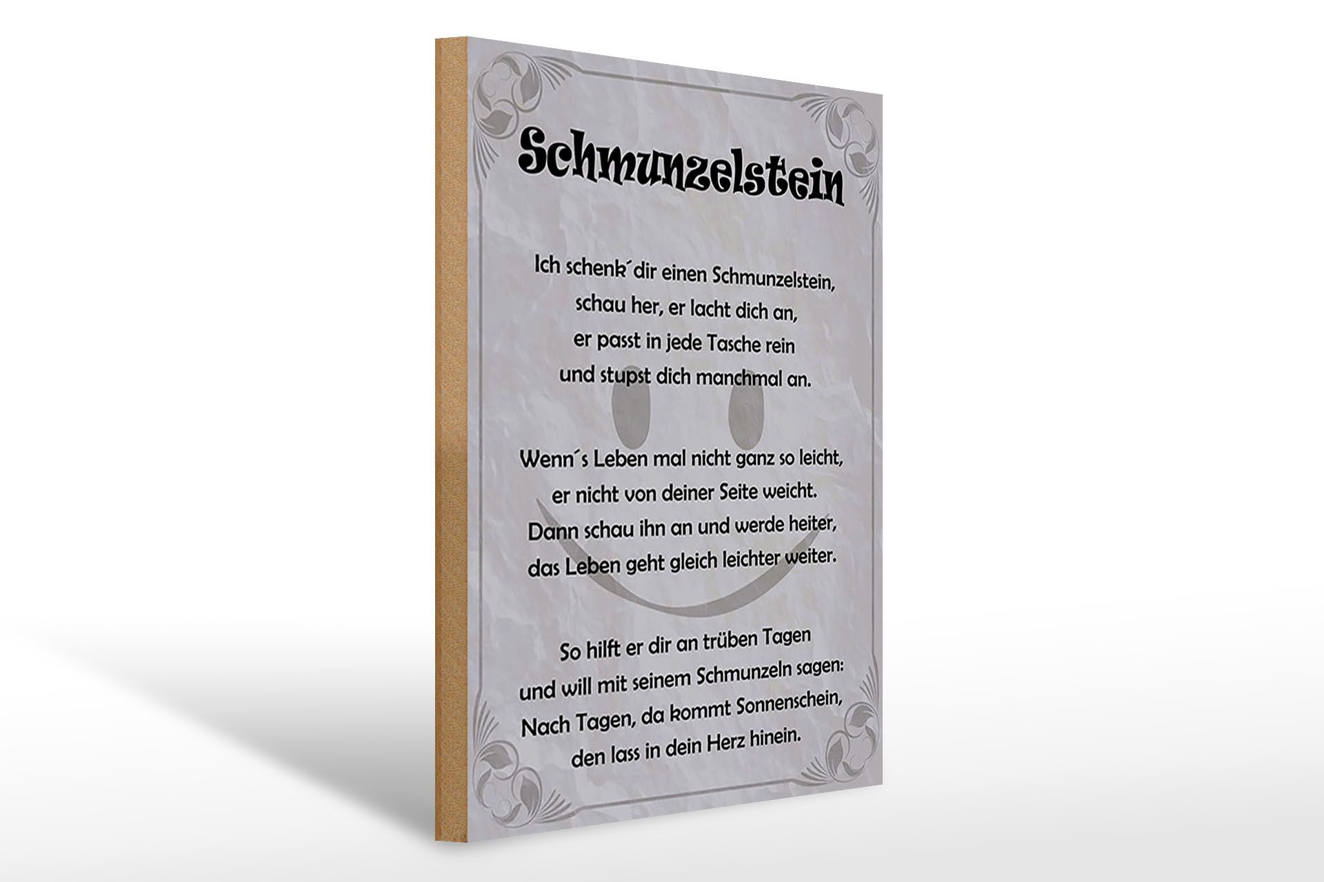 Holzbild Spruch 30x40 cm Ich schenk dir einen Schmunzelstein