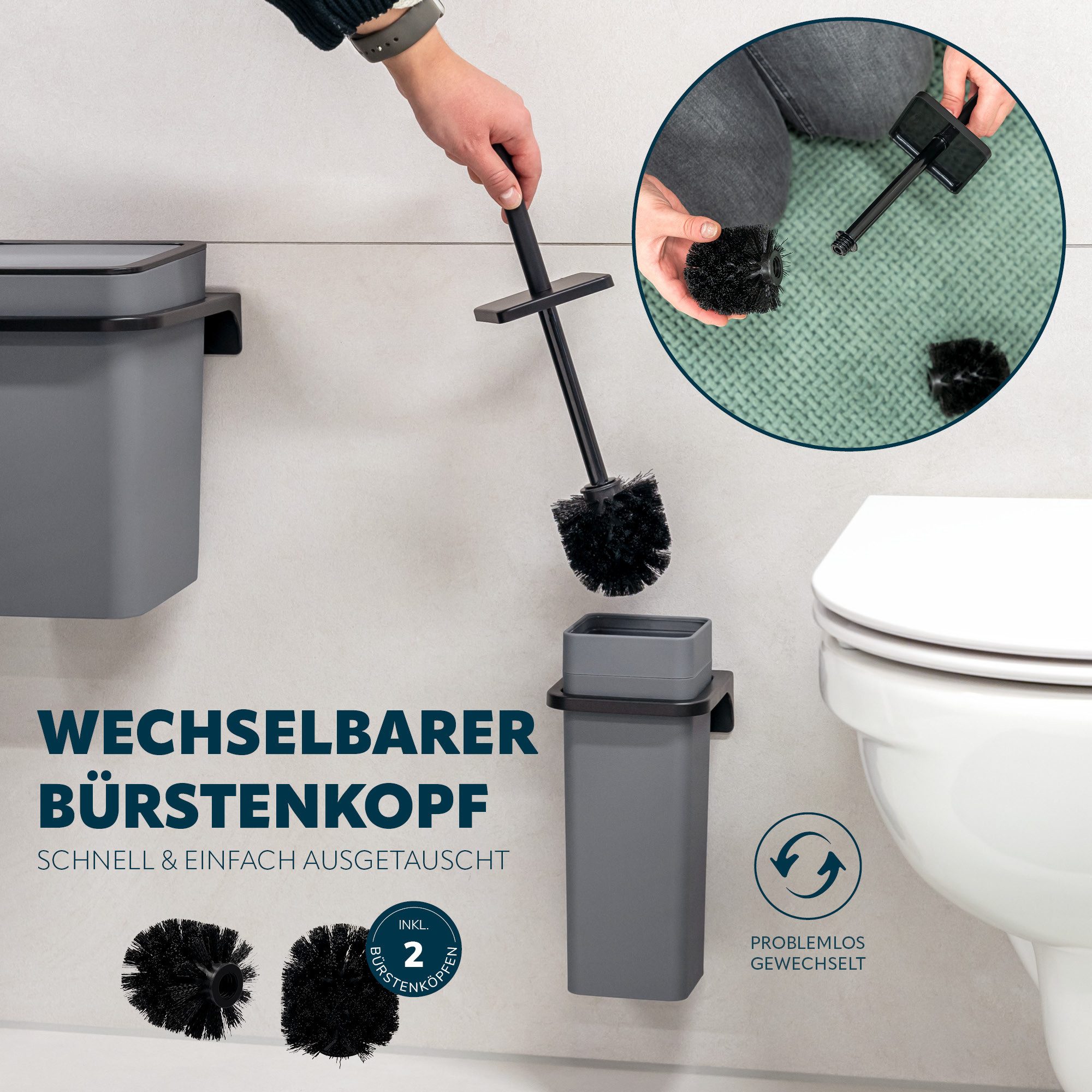 bremermann Badaccessoire-Set 2tlg. Bad-Set SAVONA Softtouch inkl. Wandhalterung, 2 tlg. – Bild 4 von 5