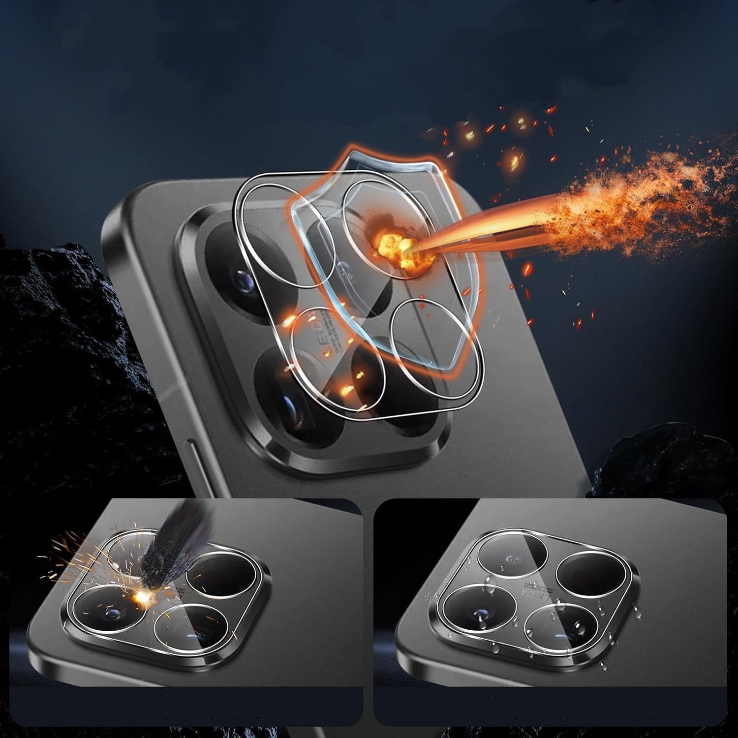 CLM-Tech Displayschutzglas 2X für Xiaomi 15T, Panzerfolie 2X Kameraschutz 4er Set Kameraglas Panzerglas 9H Glas Folie, 4 Stück, Anti-Fingerabdruck und blasenfre – Bild 3 von 5