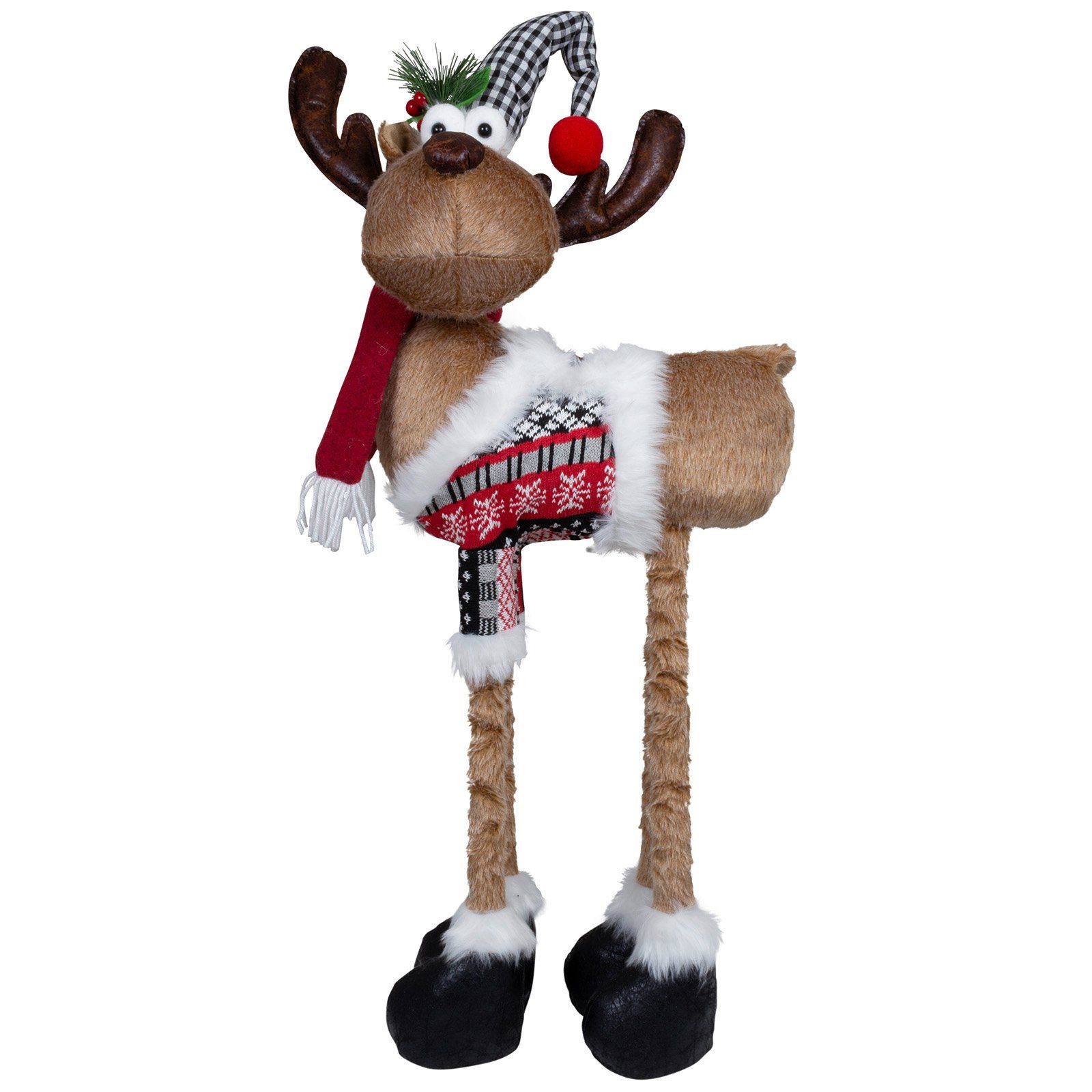 Christmas Paradise Weihnachtsfigur Elch ausziehbar 60-75cm (80-95cm) XL (Deko Figur, 1 St), Weihnachten, bunt