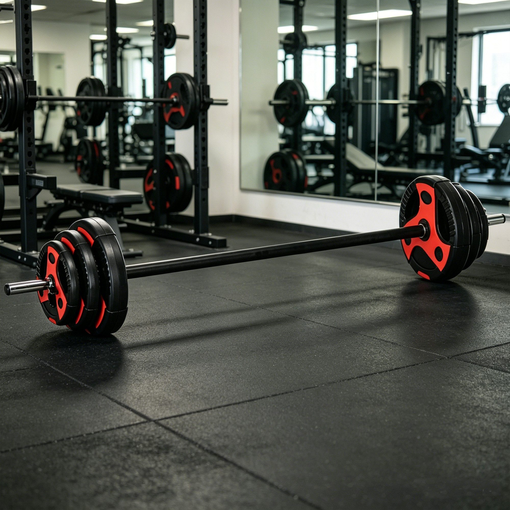 ibettertec Langhantel Langhantel mit gewichten rutschfeste Stange Langhantel Set,Barbell set, 20 kg Hantelset: Massive Langhantel, Gewichte bis 20 kg, rutschfest