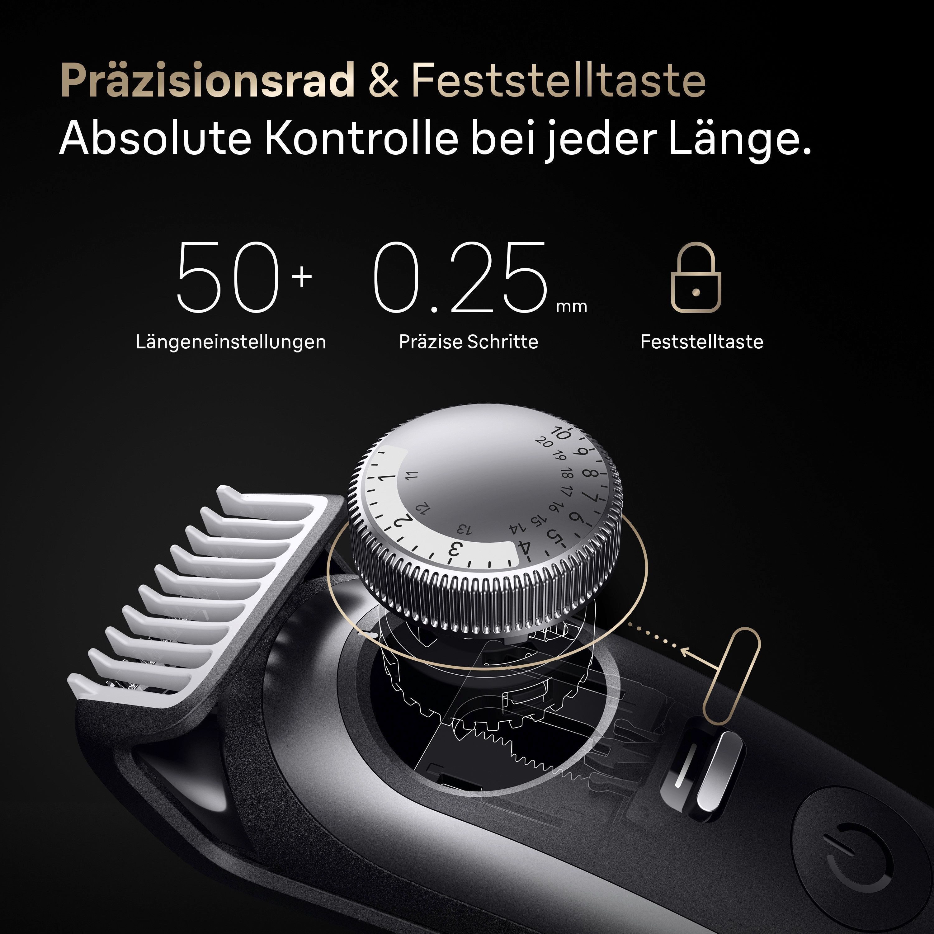 Braun Haarschneider Barttrimmer BT9520, Lebenslang scharfe ProBlade Klinge, 180 Min Akkulaufzeit, 52 Längen
