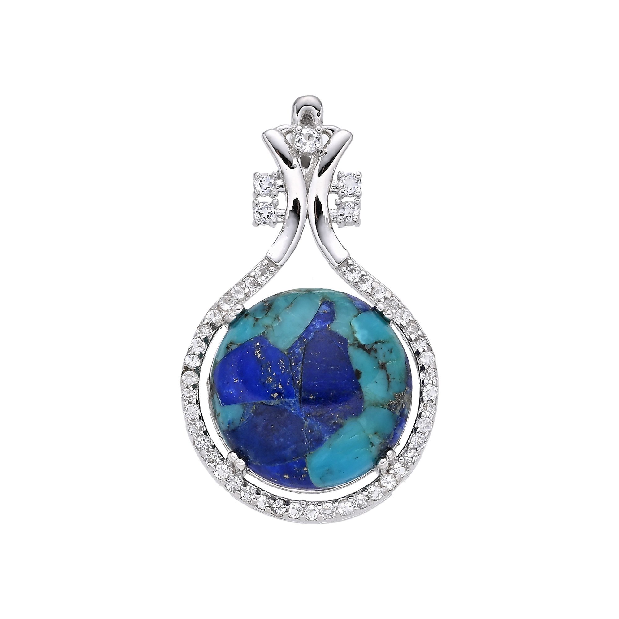 Cavill Kettenanhänger Cavill 7,48 ct Lapislazuli & Türkis Silberanhänger mit Topas (1-tlg)