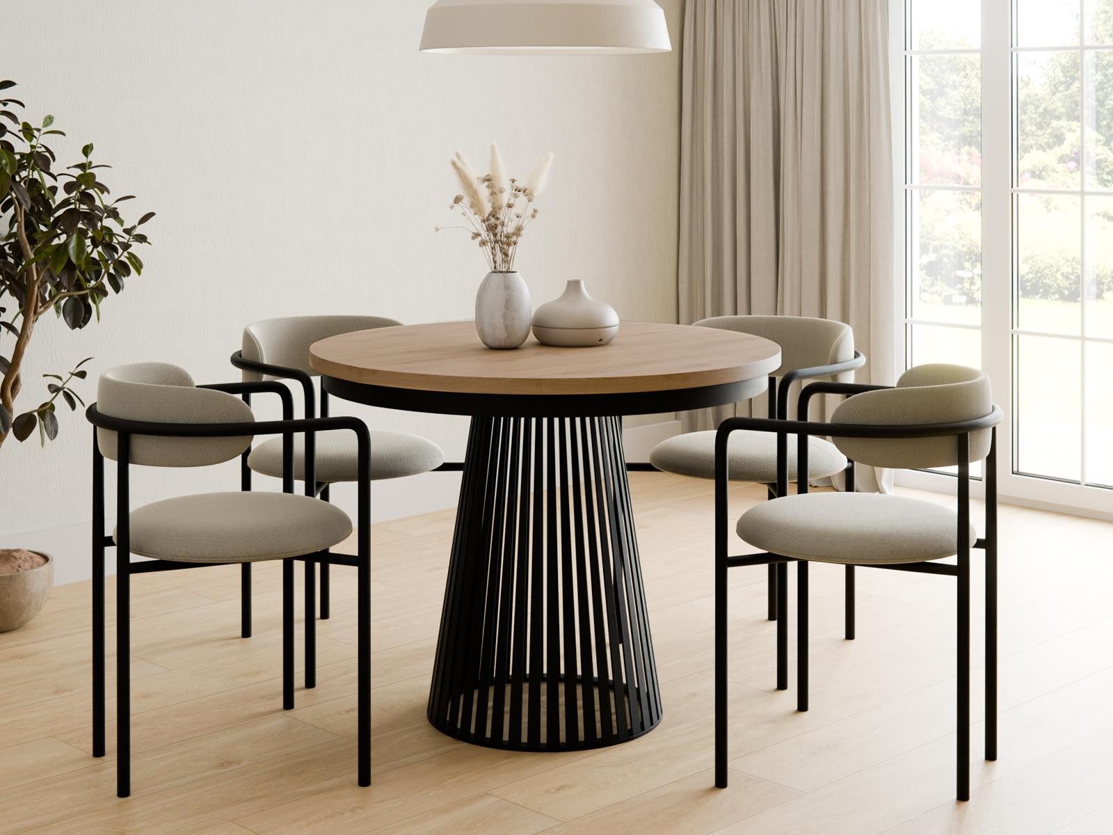 Compleo Esstisch Rund, Säulengestell mit Rillenstruktur DAST (TOPSELLER), A günstig online kaufen