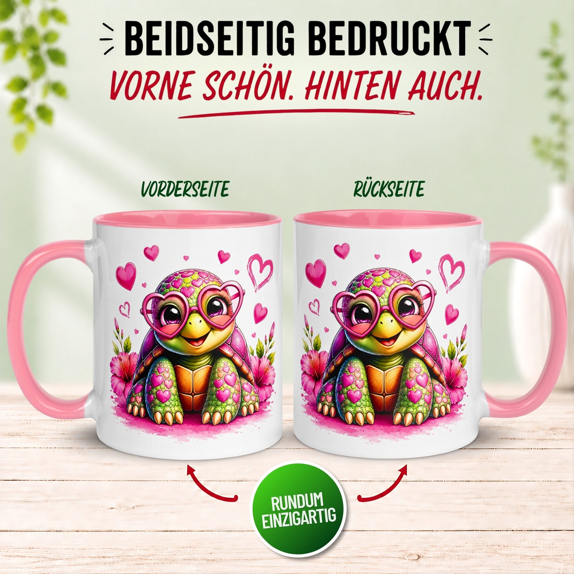 Momentals Tasse Schildkröte – „Schildkröte mit Herzbrille“ – Ich liebe Dich Geschenk, Gratis Versand · Links-&Rechtshänder · Spülmaschinenfest – Bild 4 von 5