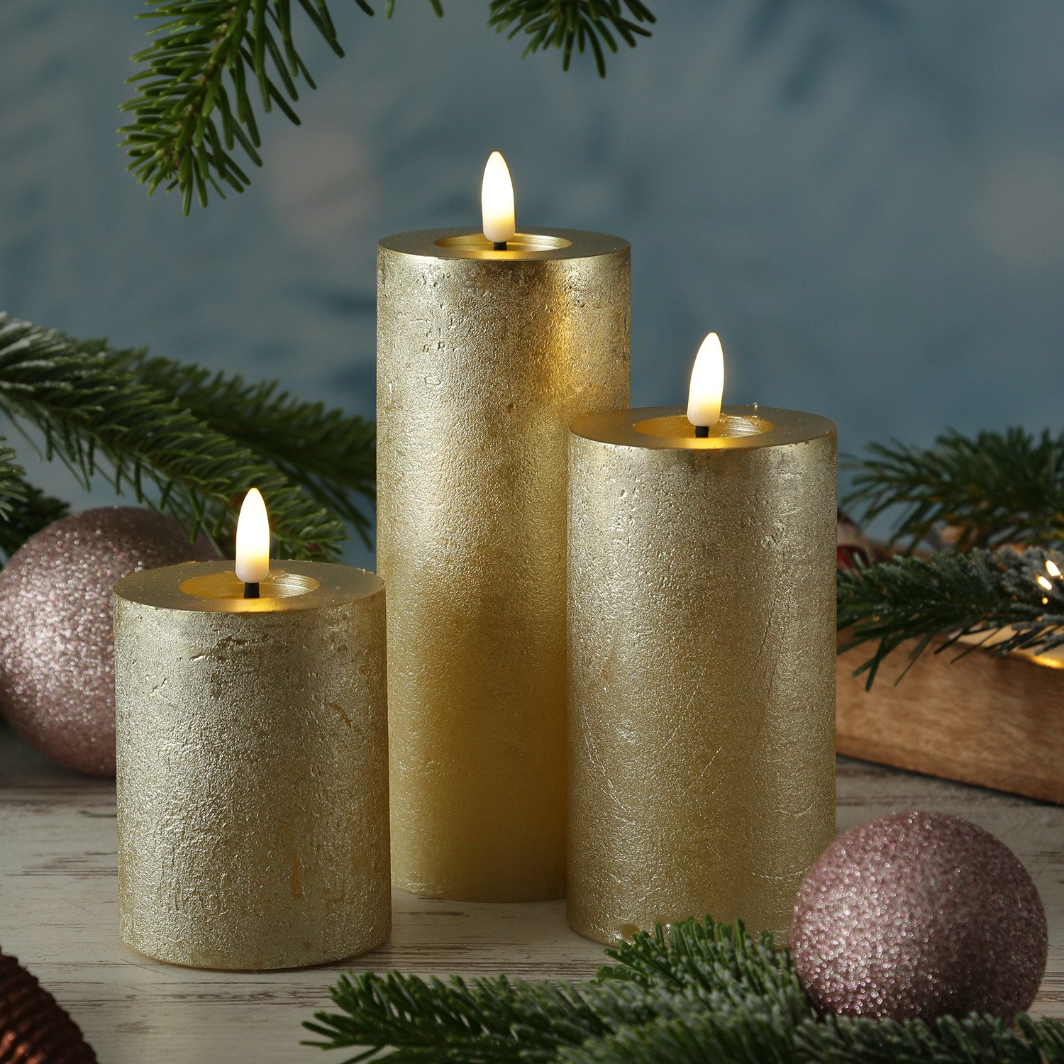 MARELIDA LED-Kerze LED Kerzenset LINA Rustik Optik Echtwachs 3 Größen Timer günstig online kaufen