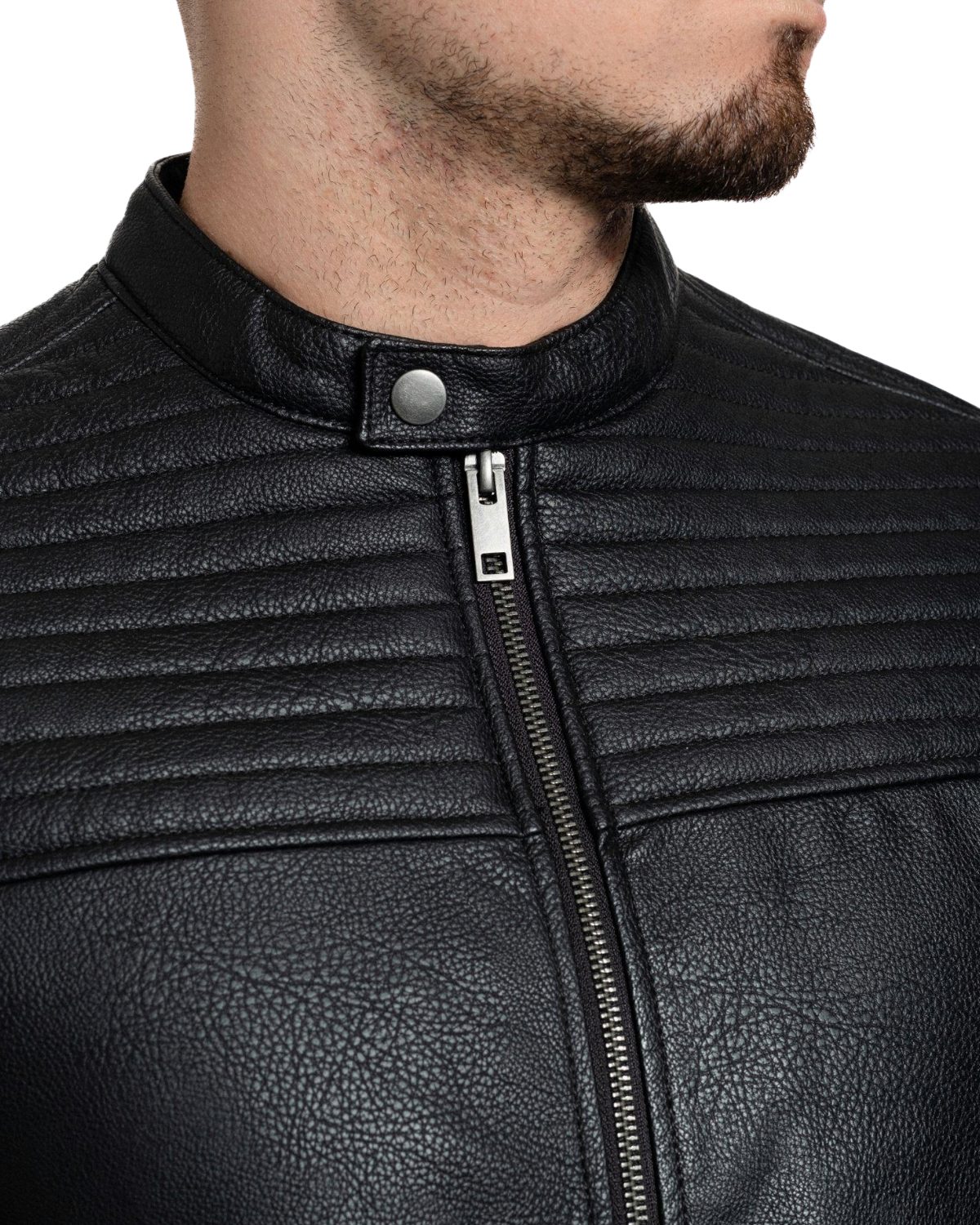 Jack & Jones Lederjacke stilvolle Bikerjacke aus Kunstleder Zeitlose Kunstlederjacke für die Übergangsjahreszeit – Bild 5 von 5