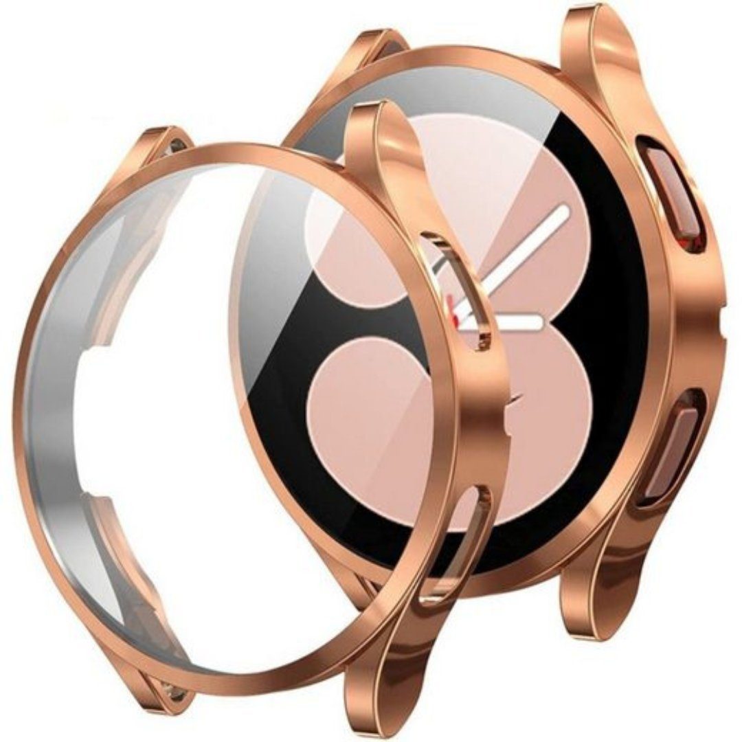 SmartUP Smartwatch-Hülle 2X Hülle für Samsung Galaxy Watch 4 40mm 44mm Silikon Schutzhülle Case, Schutzglas, Stoßfest, Displayschutz, Rundumschutz