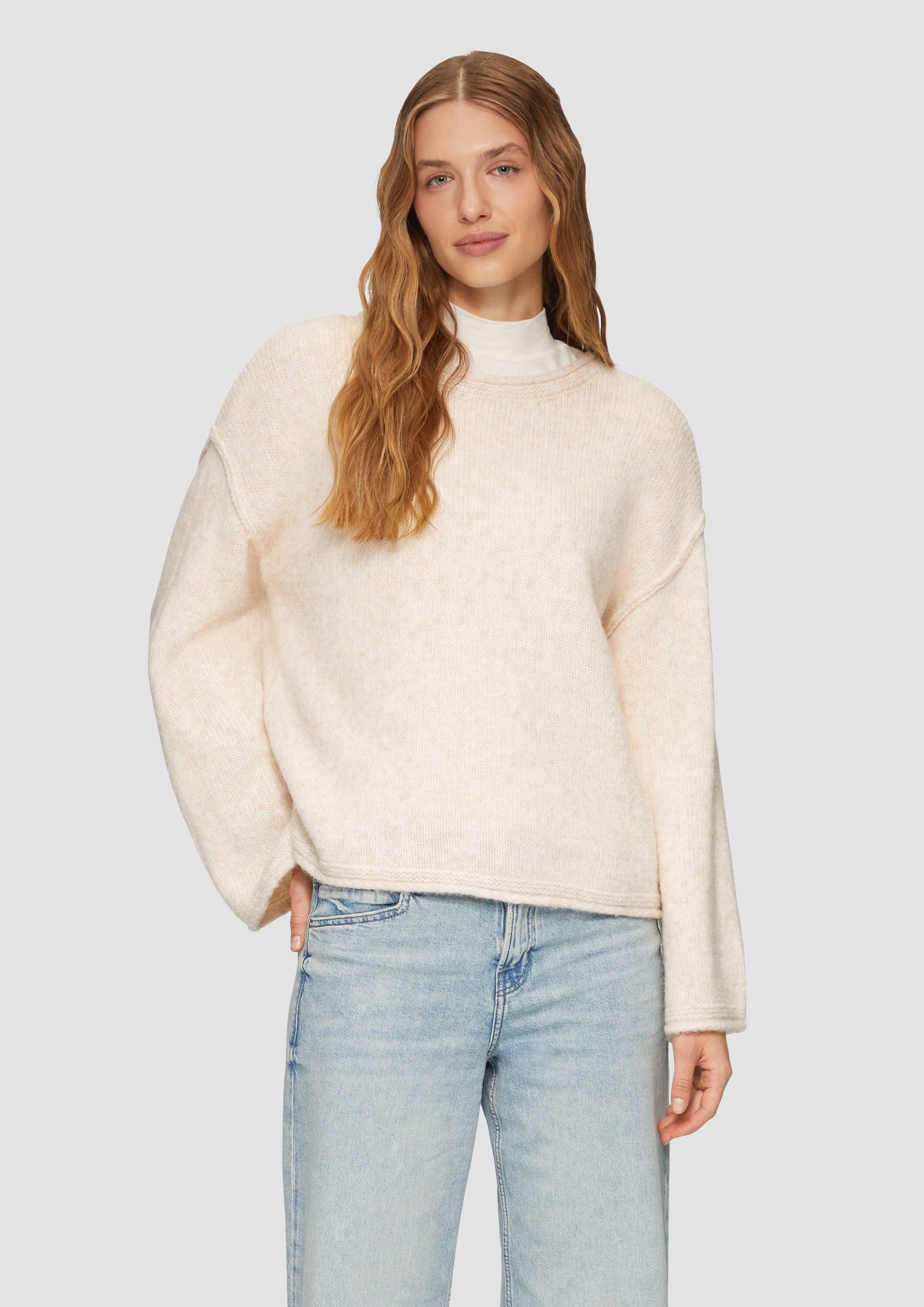 s.Oliver Longpullover Strickpullover Strickpullover mit weiten Ärmeln im Relaxed Fit