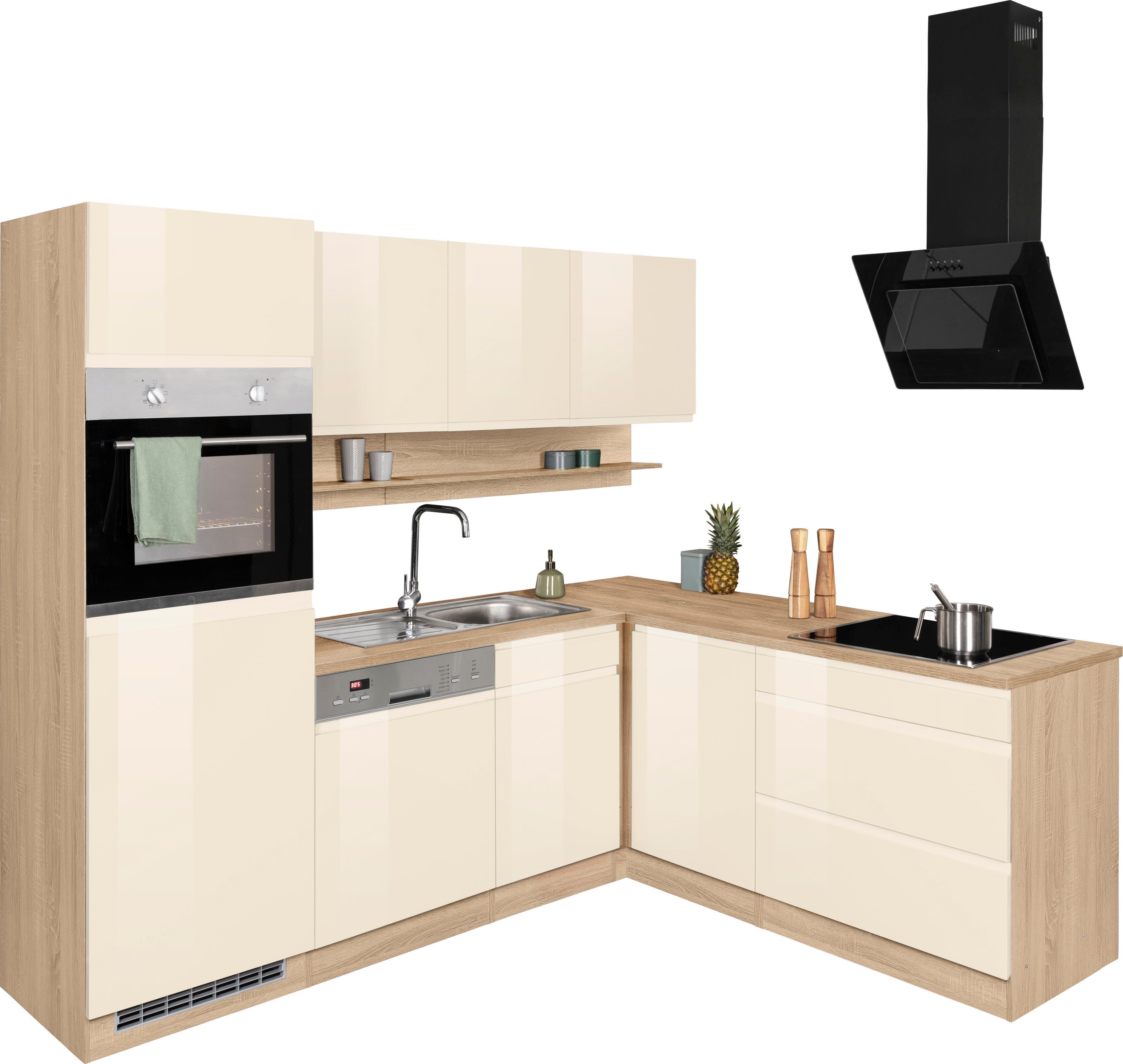 KOCHSTATION Winkelküche KS-Virginia, Stellbreite 230/190 cm, wahlweise mit Induktion