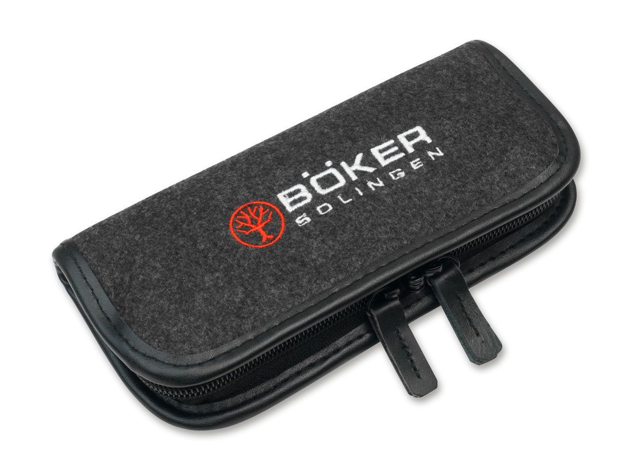 Böker Manufaktur Solingen Taschenmesser Böke Filz-Etui mit Reisverschluss und Ösen für Vorhangschloß