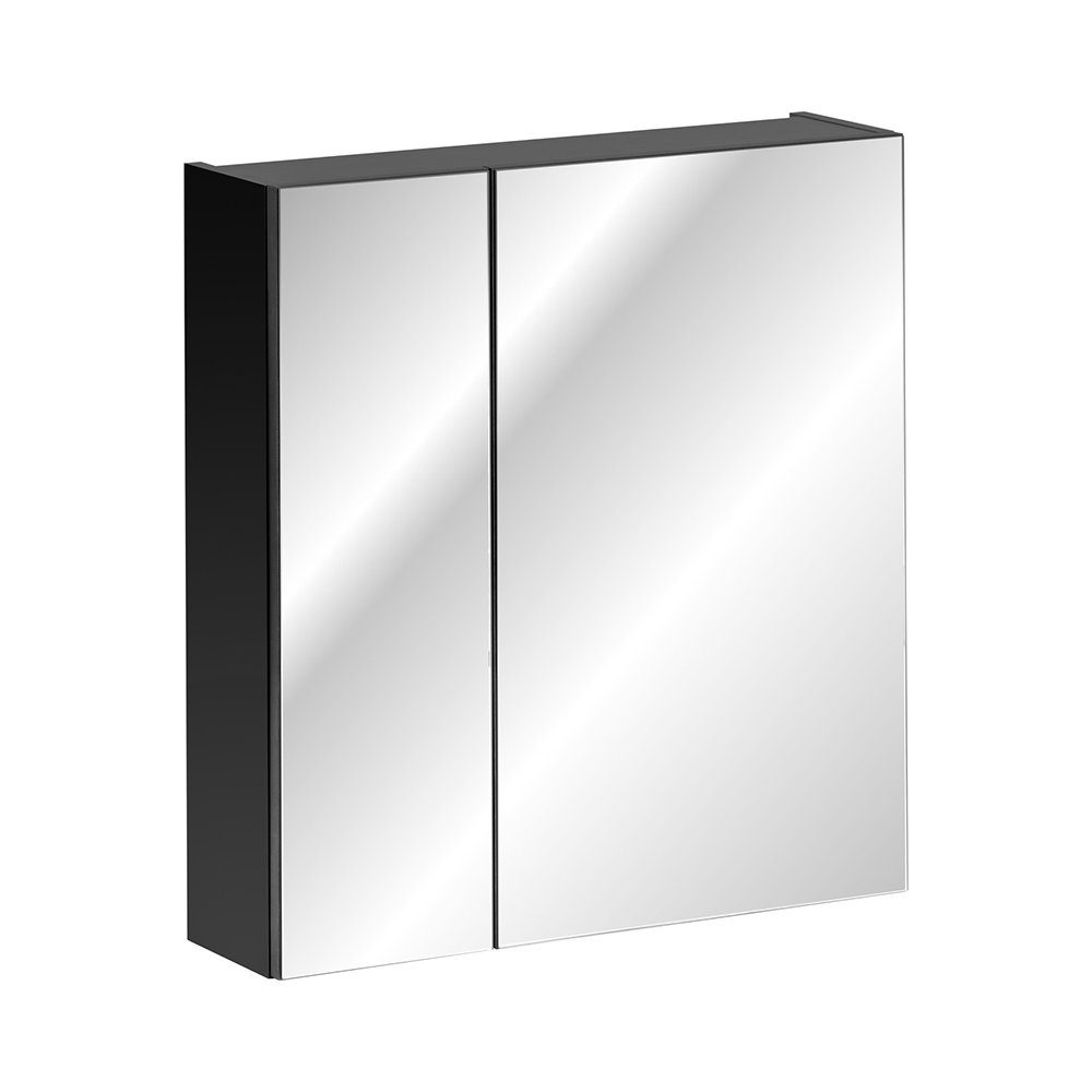 Lomadox Spiegelschrank PUEBLA-56-BLACK 120cm, matt schwarz LED-Beleuchtung