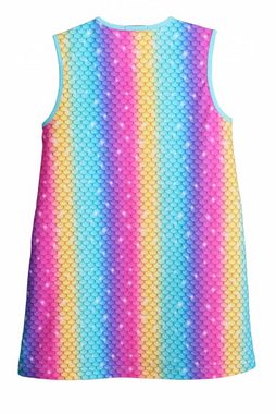 coolismo Kleid & Haarband Kleid Regenbogenfisch-Print & Stirnband gestreift (Set, 2-tlg., Kleid & Haarband) niedliches Design, Baumwolle