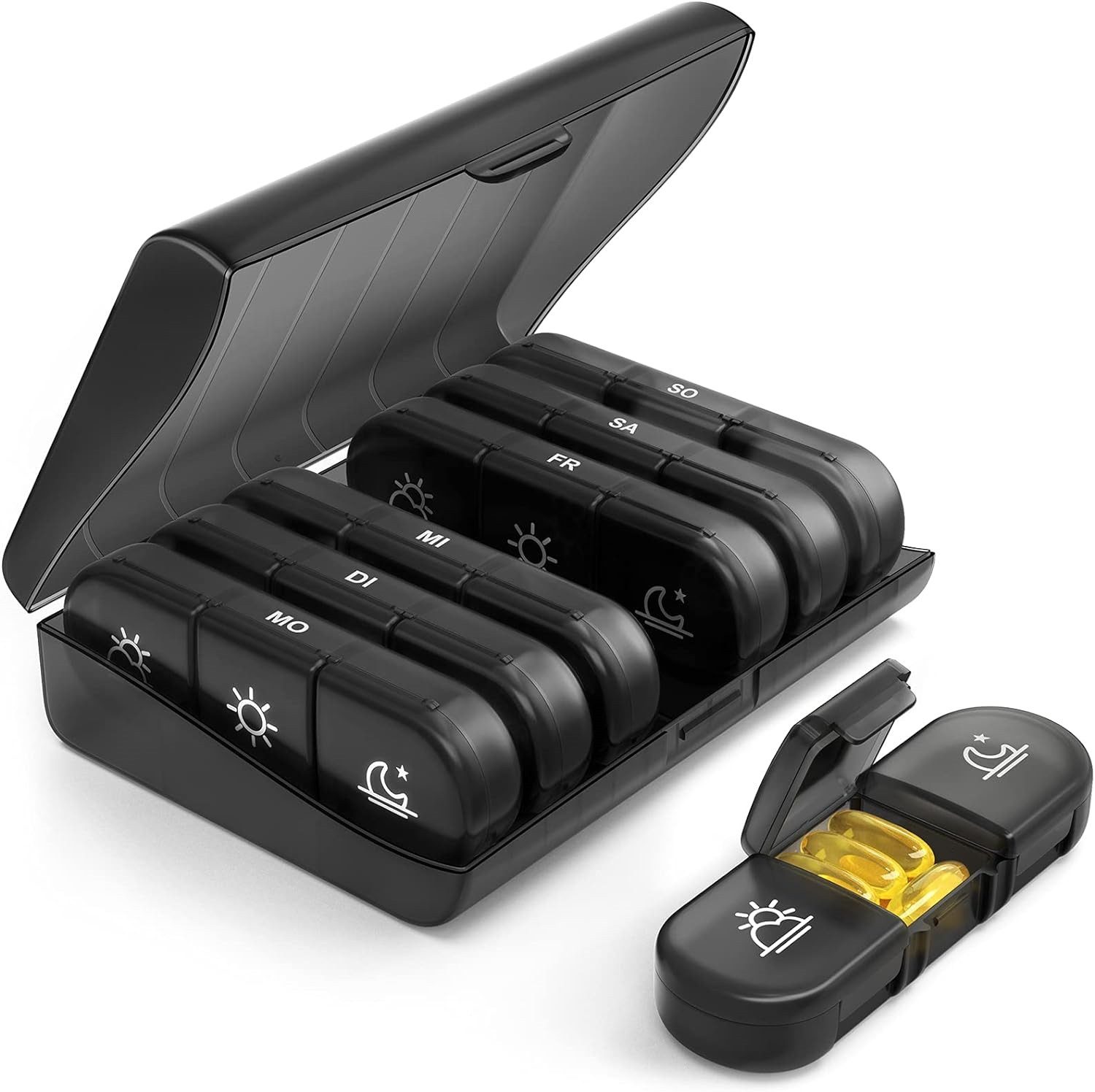 Pillendose Pillendose 7 Tage 3 Fächer Medikamentenbox für Unterwegs BPA-frei
