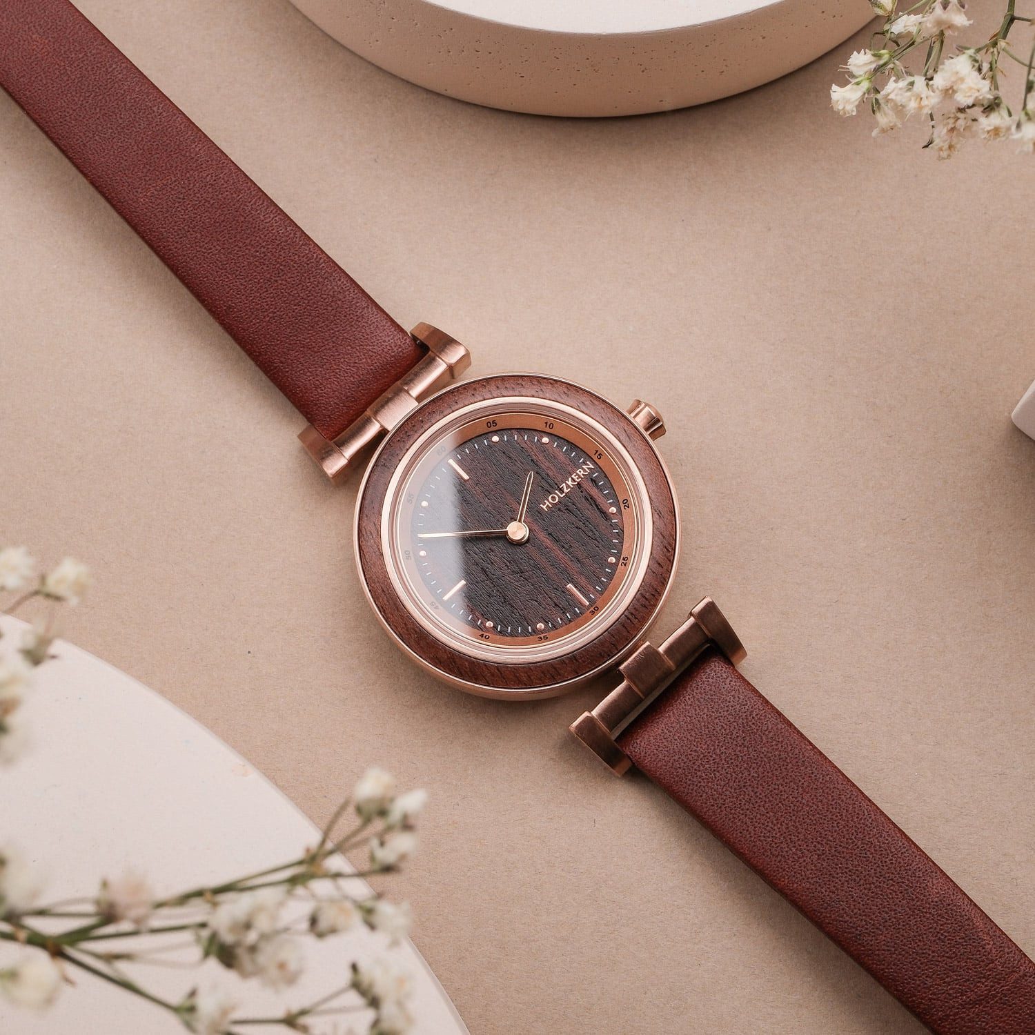 Holzkern Quarzuhr Quarz Harriet Walnuss/Ahorn