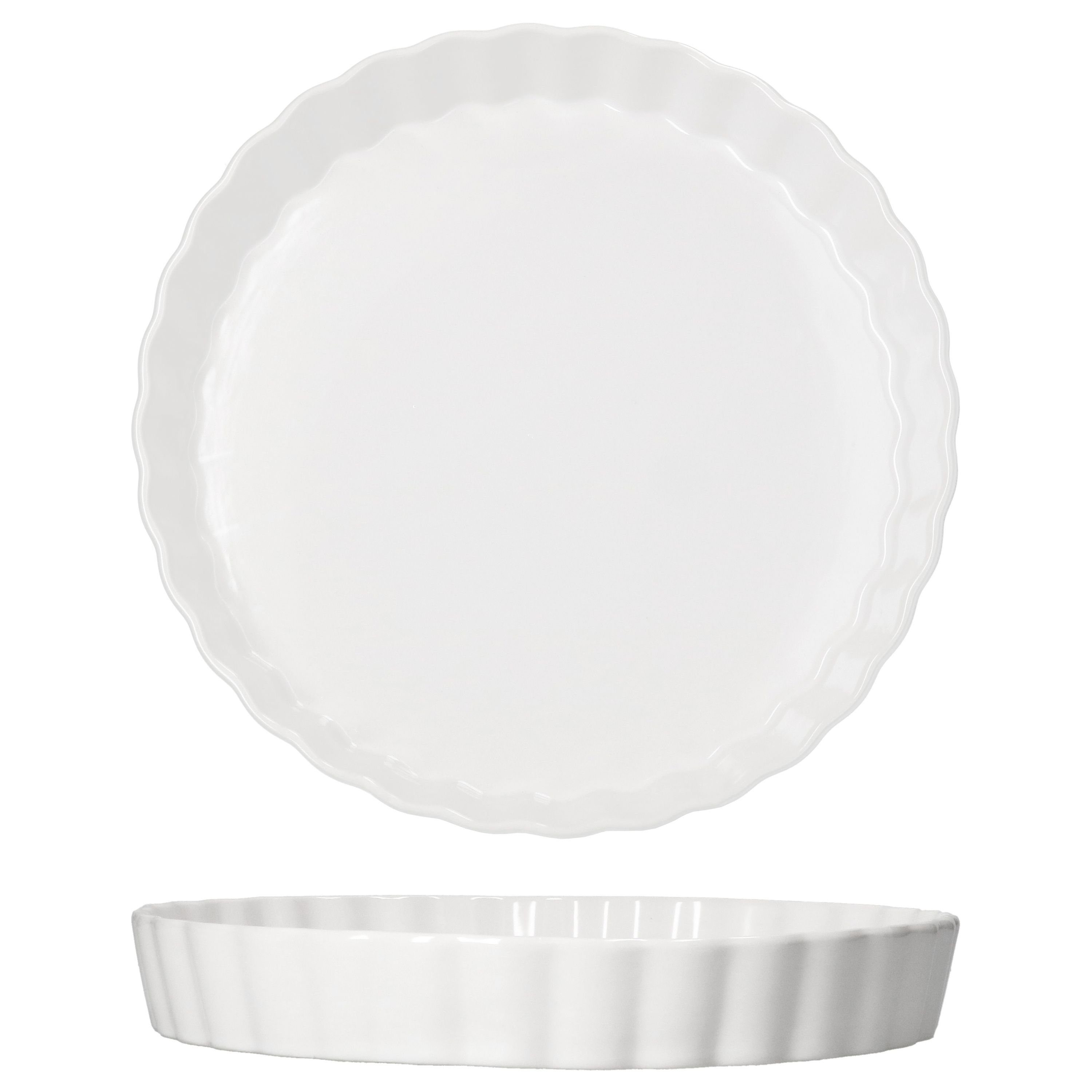 MamboCat Quicheform Quicheform Veggi weiß Ø28cm 1L Backform Kuchen Tarte Pie Porzellan