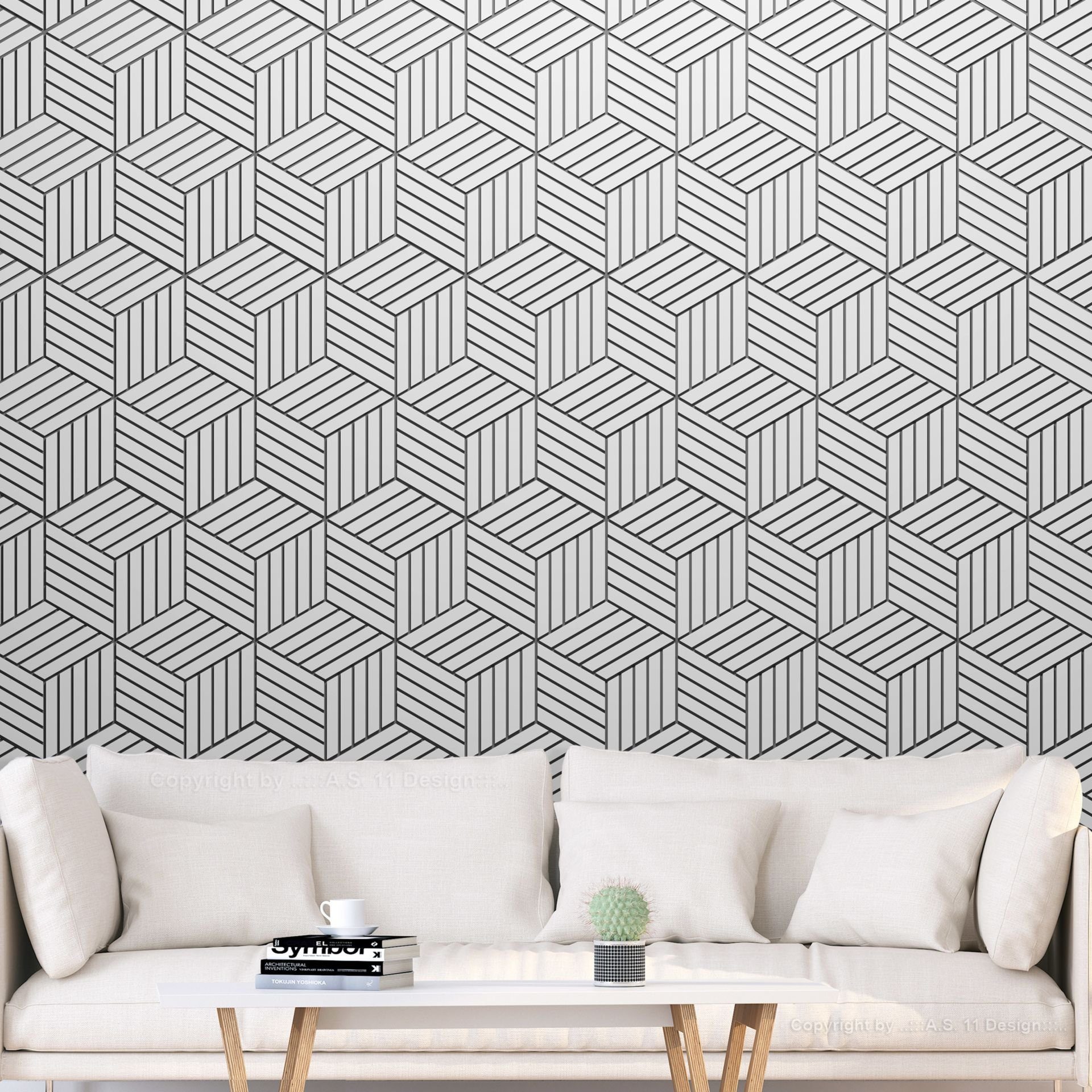 KUNSTLOFT Vliestapete Hexagons in Detail lichtbeständige matt, Tapete 0.98x0.7 m, Design
