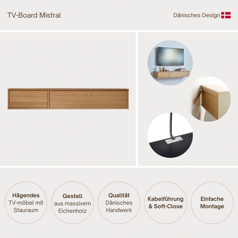 Hammel Furniture TV-Board Mistral Fernsehschrank, Medienmöbel, Hängend, Schublade und Klapptür, Lowboard, B: 133 cm
