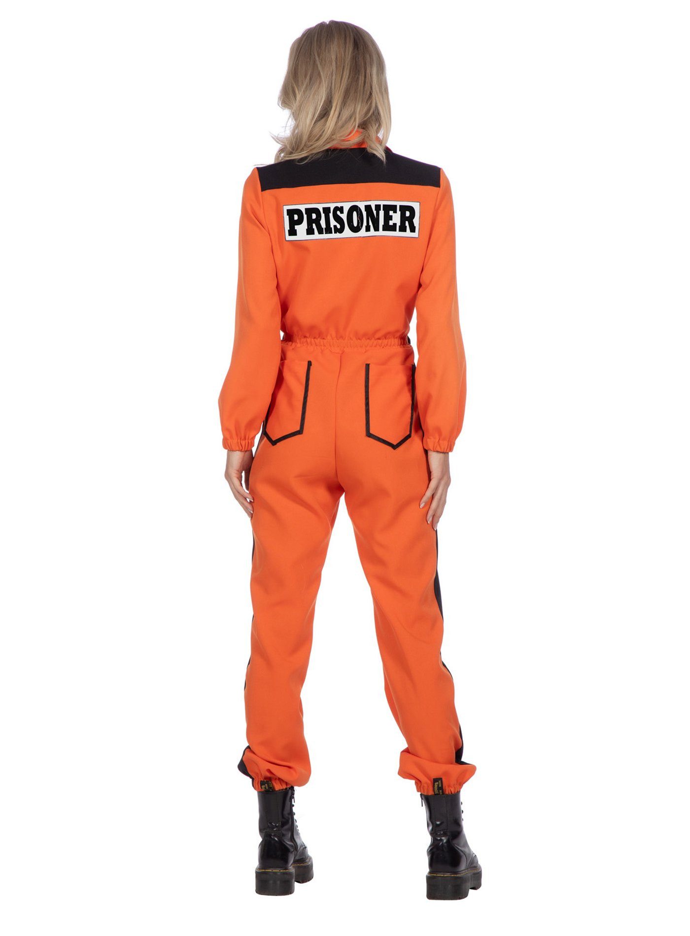 Metamorph Kostüm Häftling Overall für Frauen orange, Schmal geschnittene äußerst kleidsame Gefängniskleidung