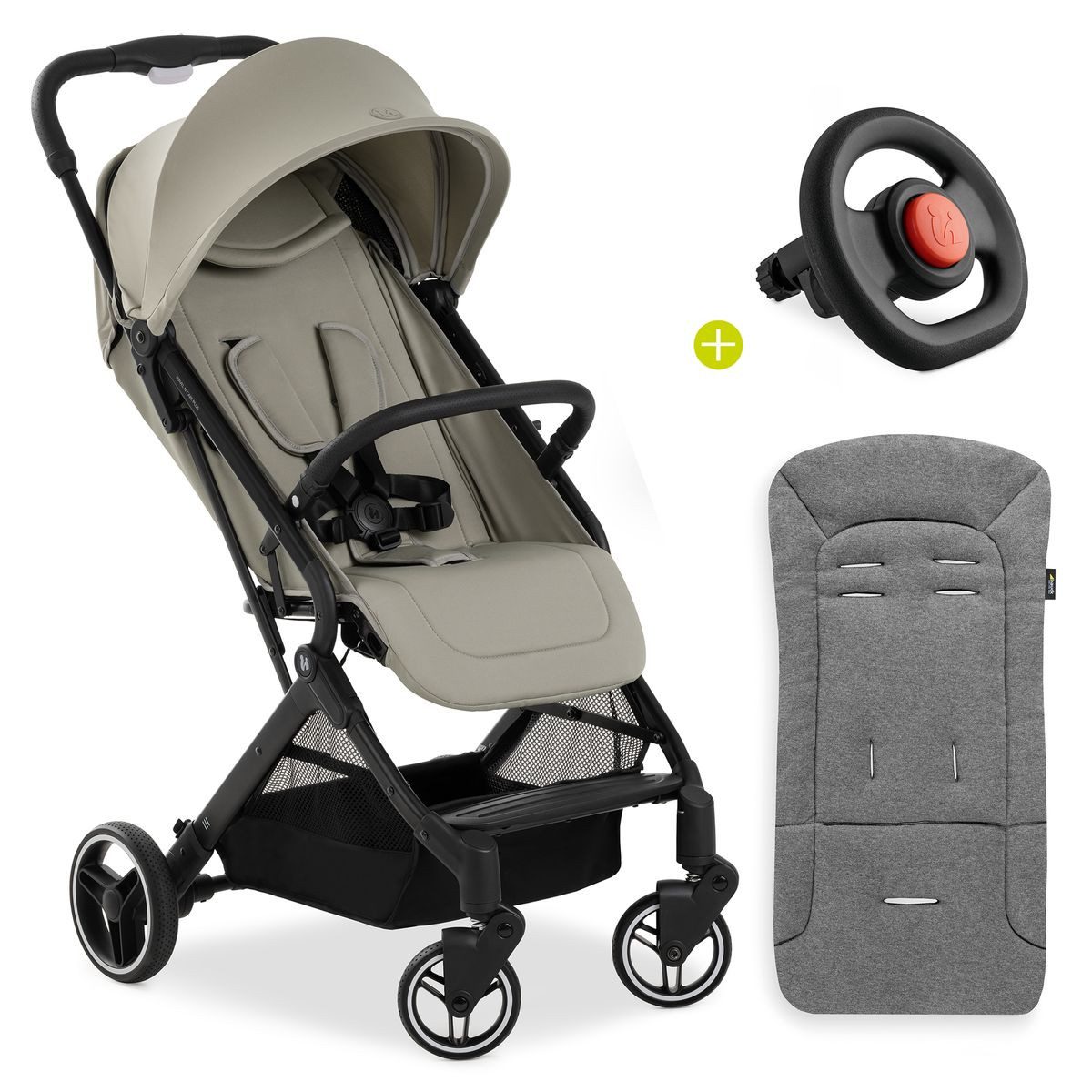 Hauck Sportbuggy Travel N Care Plus - Velvet Olive, Reisebuggy Sportwagen mit Liegefunktion inkl. Sitzauflage & Lenkrad