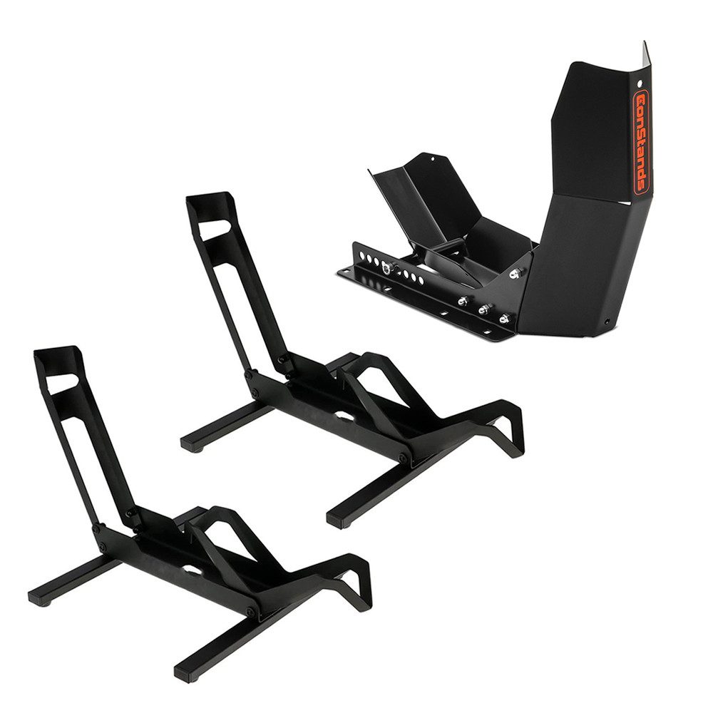 ConStands Motorradheber Transportständer Easy-Fix bis 21 Zoll schwarz + 2x Fahrradständer 26 b