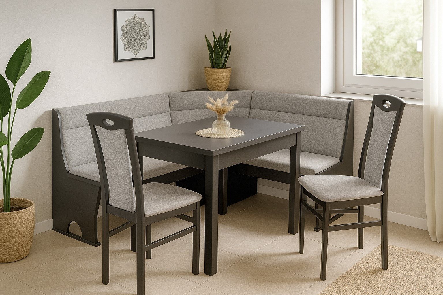 moebel-direkt-online Eckbankgruppe Lui Eckbank, Esstisch und zwei Stühle