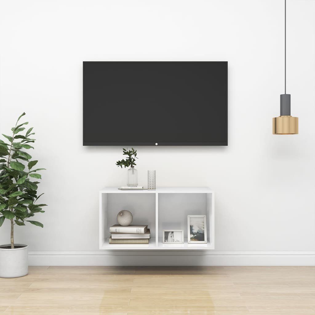 Holzwerkstoff Hochglanz-Weiß TV-Wandschrank furnicato TV-Schrank 37x37x72 cm