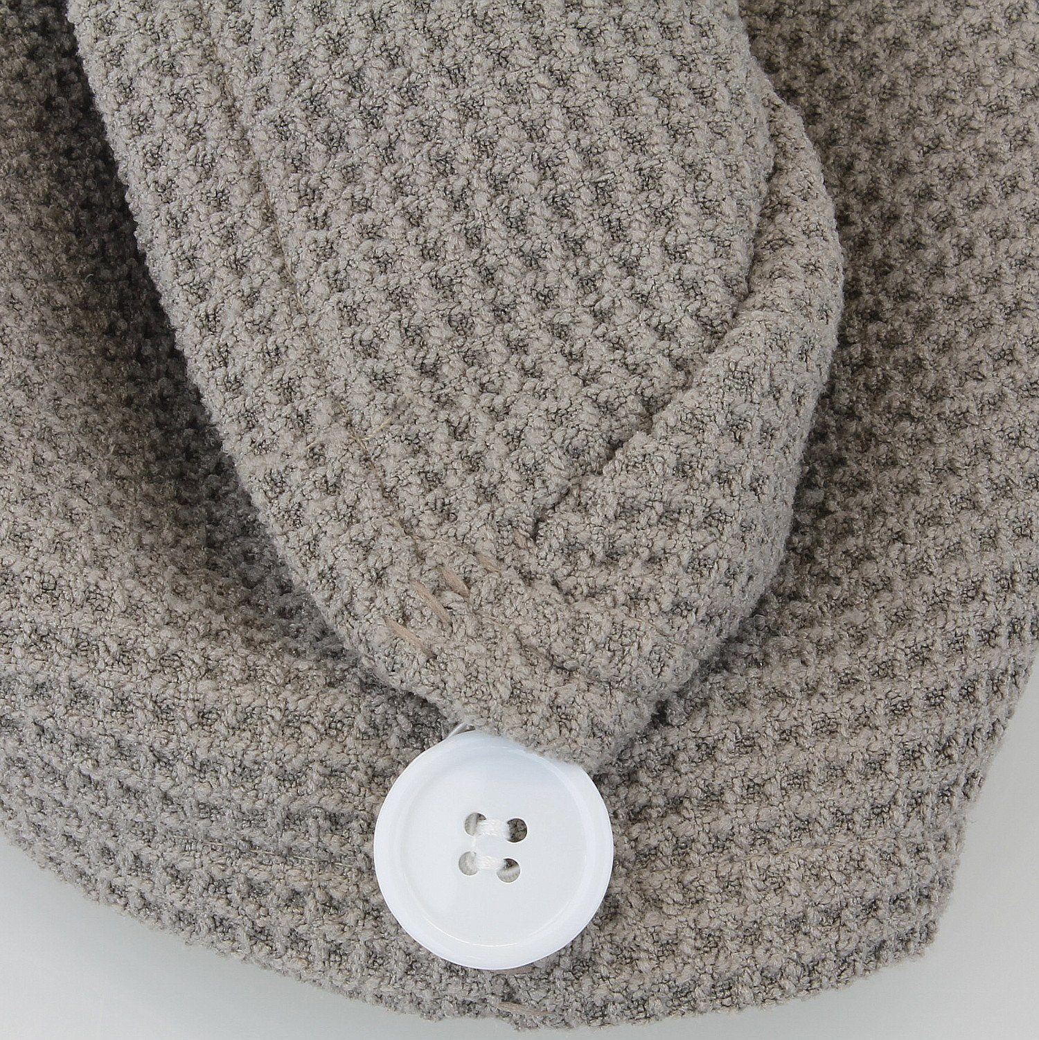 Macosa Home Turban-Handtuch Haarturban (1-St), Trocknen Kopf-Handtuch Grau sanftes Mikrofaser mit Haartrockentuch schnelles Turban Weiß Knopfverschluss Haar-Handtuch, Mikrofaser