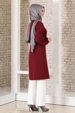 Modavitrini Longtunika Damen Hijab Tunika mit Schlitz und Steindetail Modest Fashion Steindetail