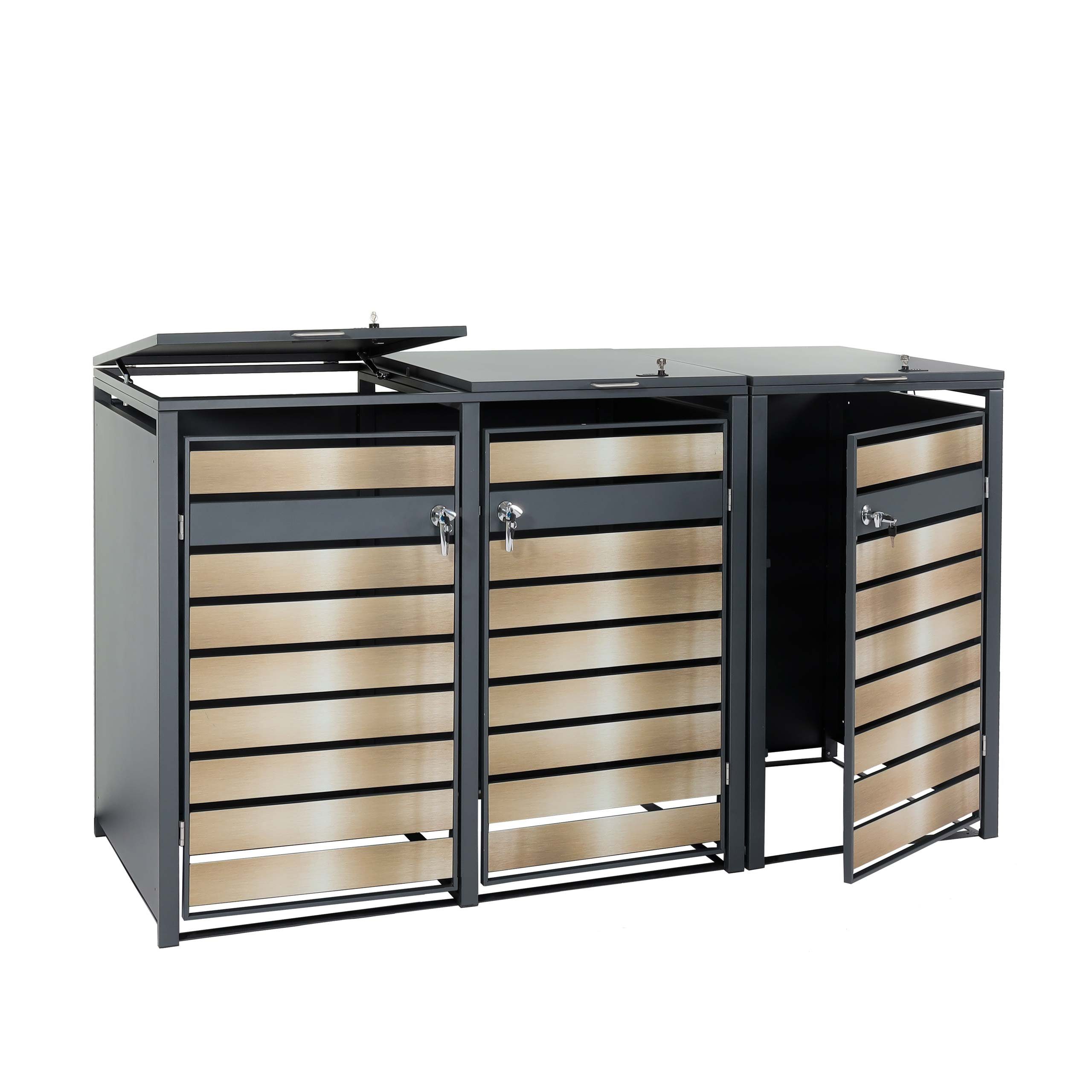 MCW Mülltonnenbox MCW-J81-3 (3 St), Für drei Mülltonnen mit 80 bis 240 Liter Fassungsvermögenerweiterbar