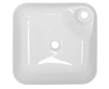 HAGO Aufsatzwaschbecken Keramik Waschbecken quadratisch abgerundet 435x435x125 weiß ohne Überl