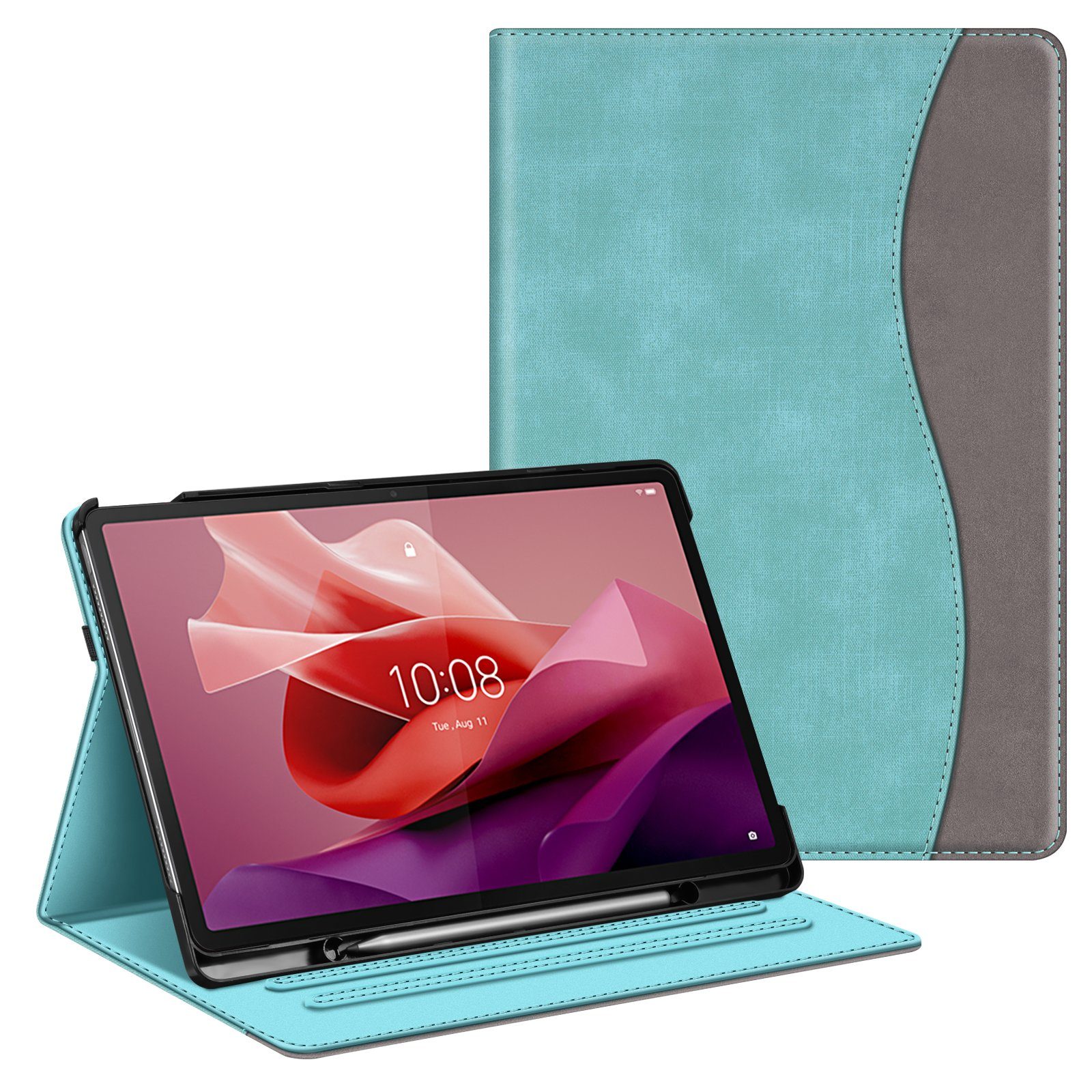 Fintie Tablet-Hülle für Lenovo Tab P12 12,7 Zoll TB370FU 2023, Multi-Winkel Folio Hülle, mit Stifthalter Dokumentschlitze und Auto Schlaf/Wach Funktion
