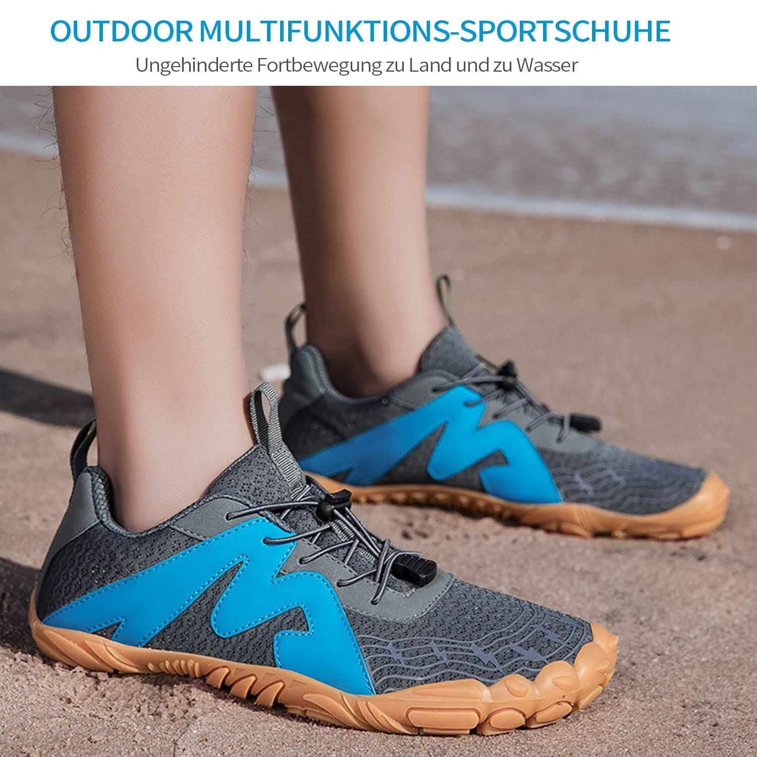 Refttenw Unisex Wasserschuhe Atmungsaktiv Rutschfest Strandschuhe Fitnessschuh Barfußschuh Traillaufschuhe für Surfen,Wandern,Yoga