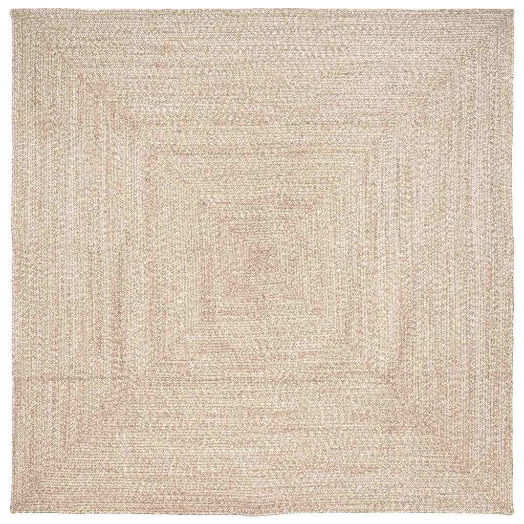 vidaXL Teppich 240 x 240 cm Teppich Geflecht Natur und Weiß 240x240 cm Jute, Höhe: 1 mm
