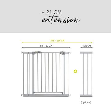 Hauck Türschutzgitter Stop N Safe 2 inklusive 9 cm Extension, silberfarben, auch als Treppenschutzgitter verwendbar