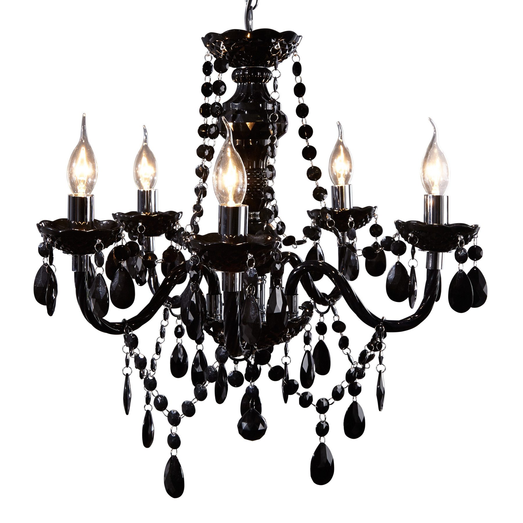 riess-ambiente Kronleuchter BLACK CRYSTAL 55cm schwarz, ohne Leuchtmittel, günstig online kaufen