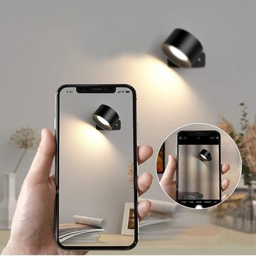 AKKEE Wandleuchte LED Wandleuchte Innen Akku Dimmbar Wandlampe mit Fernbedienung, Touch Control 360° drehbar Wandlicht, LED fest integriert, Warmweiß, 3 Farbtemperaturen für Wohnzimmer Treppenhaus kabellose wandleuchten