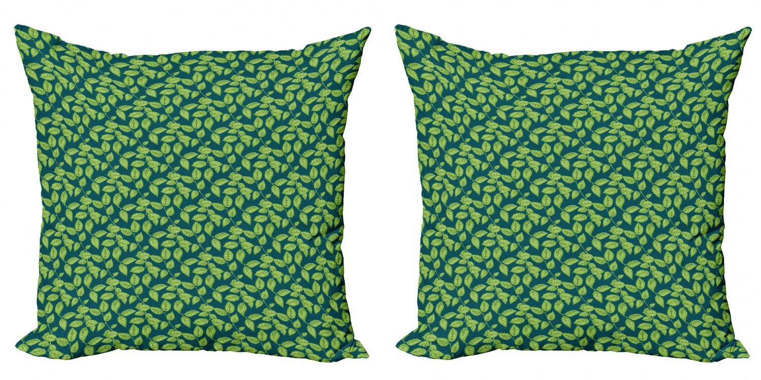 Digitaldruck, Doppelseitiger Kissenbezüge (2 Modern Bush Botanisch Jasmin Leaves Kunst Abakuhaus Accent Stück),