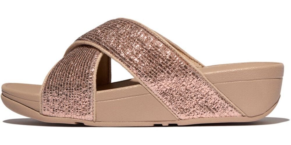 Fitflop Lulu Crinkled-Shimmer Cross Slides Sandale günstig online kaufen